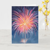 ウォーターカラーの新年花火 カード (黄色い花)