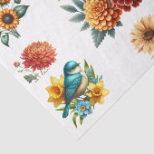 ウォーターカラーの春の花と鳥の要素 薄葉紙 (詳細)