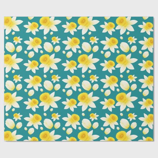 ウォーターカラーの春の黄色い水仙の花 ラッピングペーパー (フラット)