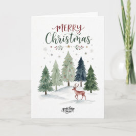 ウォーターカラーの木々 ビジネスロゴ メリークリスマス シーズンカード
