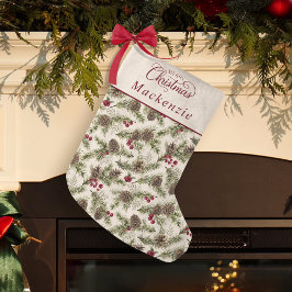 ウォーターカラーの松ぼっくり 植物タクソノミー・スクリプトのクリスマス スモールクリスマスストッキング