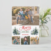 ウォーターカラーの松林の写真テンプレート クリスマス (スタンド正面)