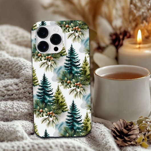 ウォーターカラーの松模様 高級感のある冬のデザイン Case-Mate iPhoneケース