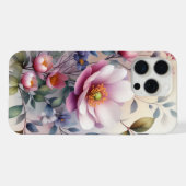 ウォーターカラーの桜の花の喜び iPhoneケース (裏面横)