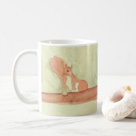 ウォーターカラーの森のかわいいリス コーヒーマグカップ