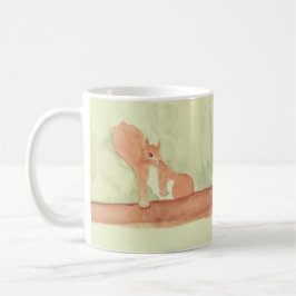ウォーターカラーの森のかわいいリス コーヒーマグカップ