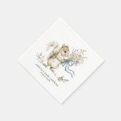 ウォーターカラーの森のリス ベビーシャワー スタンダードカクテルナプキン (角)