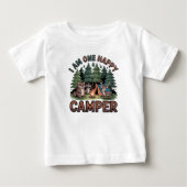 ウォーターカラーの森の動物 キャンパー 1歳の誕生日 ベビーTシャツ (正面)