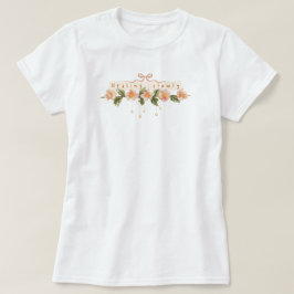 ウォーターカラーの植物が可愛らしいピンクのコケット風のモチベーション Tシャツ