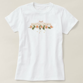 ウォーターカラーの植物が可愛らしいピンクのコケット風のモチベーション Tシャツ