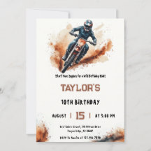 ウォーターカラーの泥はね ダートバイク ライダー 誕生日
