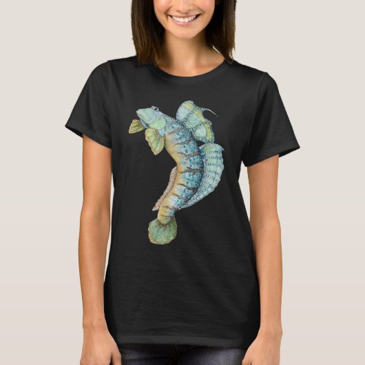 ウォーターカラーの泥跳ね魚 Tシャツ (正面)