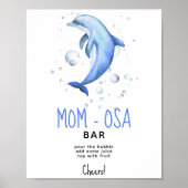 ウォーターカラーの海のイルカ - momosa bar ポスター (正面)