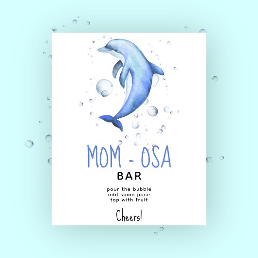 ウォーターカラーの海のイルカ - momosa bar ポスター