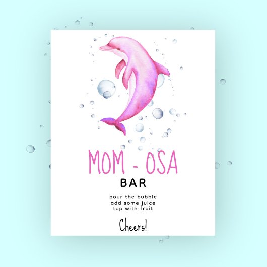 ウォーターカラーの海のイルカ - momosa bar ポスター