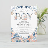 ウォーターカラーの海の中「It's a Boy」ベビーシャワー 招待状 (スタンド正面)
