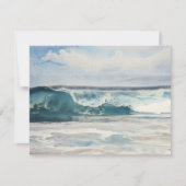 ウォーターカラーの海の波アート ノートカード セット (正面)