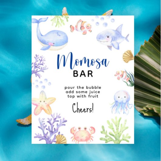 ウォーターカラーの海洋動物 - momosa bar ポスター