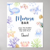 ウォーターカラーの海洋動物 - momosa bar ポスター (正面)