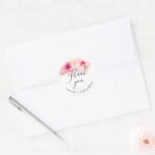 ウォーターカラーの淡いピンクの花の結婚式のお礼 ラウンドシール (封筒)