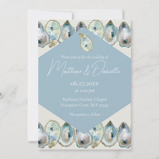 ウォーターカラーの牡蠣 招待状 (正面)