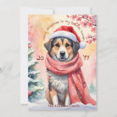 ウォーターカラーの犬のデザインのカスタマイズ可能なクリスマスカード シーズンカード (正面)