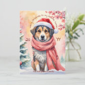 ウォーターカラーの犬のデザインのカスタマイズ可能なクリスマスカード シーズンカード (スタンド正面)
