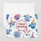 ウォーターカラーの犬の誕生日グリーティング - 魔法のカード シーズンポストカード (正面/裏面)