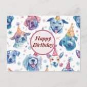 ウォーターカラーの犬の誕生日グリーティング - 魔法のカード シーズンポストカード (正面)