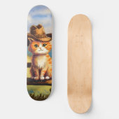 ウォーターカラーの猫おやじ スケートボード (正面)