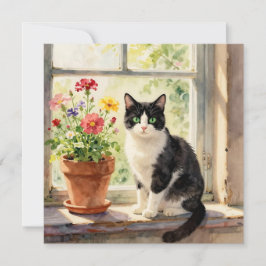ウォーターカラーの猫と花のテーマのブランケット