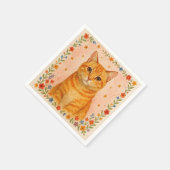 ウォーターカラーの猫のナプキン スタンダードカクテルナプキン (角)