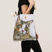 ウォーターカラーの猫 トートバッグ (クローズアップ)