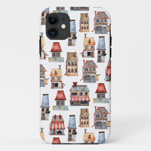 ウォーターカラーの田舎風の家|不動産 Case-Mate iPhoneケース (裏面)
