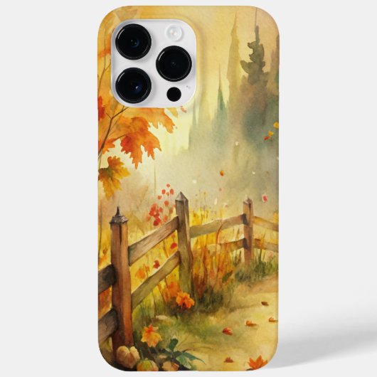 ウォーターカラーの田舎風の秋の風景 Case-Mate iPhoneケース (裏面)