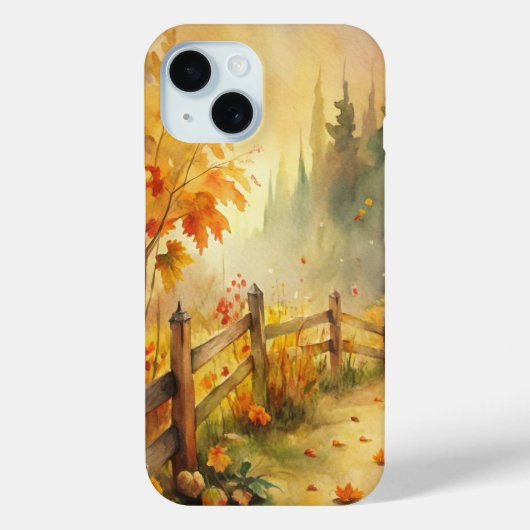 ウォーターカラーの田舎風の秋の風景 Case-Mate iPhoneケース (裏面)