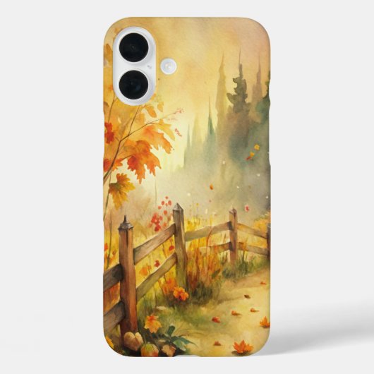 ウォーターカラーの田舎風の秋の風景 Case-Mate iPhoneケース (裏面)