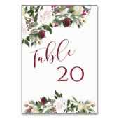 ウォーターカラーの白いバラとクランベリーの結婚式 テーブルナンバー (裏面)