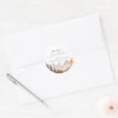 ウォーターカラーの秋の山の松林の結婚式 ラウンドシール (封筒)