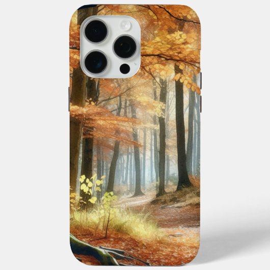 ウォーターカラーの秋の森: ビブラントな秋の芸術 Case-Mate iPhoneケース (裏面)