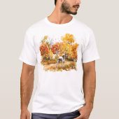 ウォーターカラーの秋の犬デザイン - ジャーマンポインター Tシャツ (正面)