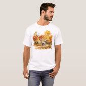 ウォーターカラーの秋の犬デザイン - ジャーマンポインター Tシャツ (正面フル)