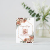 ウォーターカラーの秋の花のQRコードRSVPウェディング エンクロージャーカード (スタンド正面)