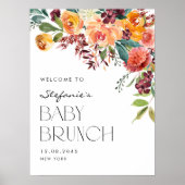 ウォーターカラーの秋の花束ベビーブランチウェルカム ポスター (正面)