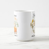 ウォーターカラーの秋の葉とカボチャ コーヒーマグカップ (中央)