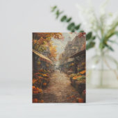 ウォーターカラーの紅葉に彩られた賑やかな市場通り シーズンポストカード (スタンド正面)