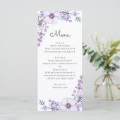 ウォーターカラーの紫の花。すみれの花の結婚式 メニュー (スタンド正面)