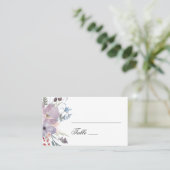 ウォーターカラーの紫の花。ラベンダーの花嫁衣装 プレイスカード (スタンド正面)