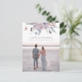 ウォーターカラーの紫の花。結婚式の愛と感謝 ポストカード (スタンド正面)
