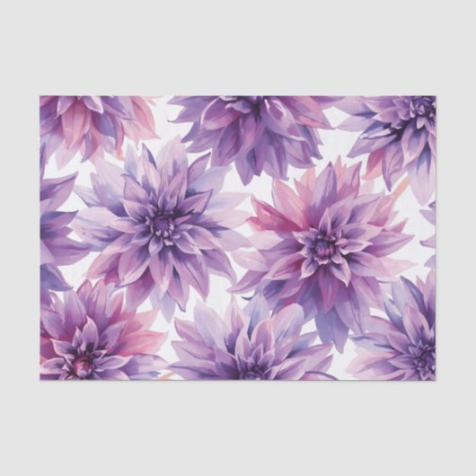 ウォーターカラーの紫色のダリアの花 薄葉紙 (正面)